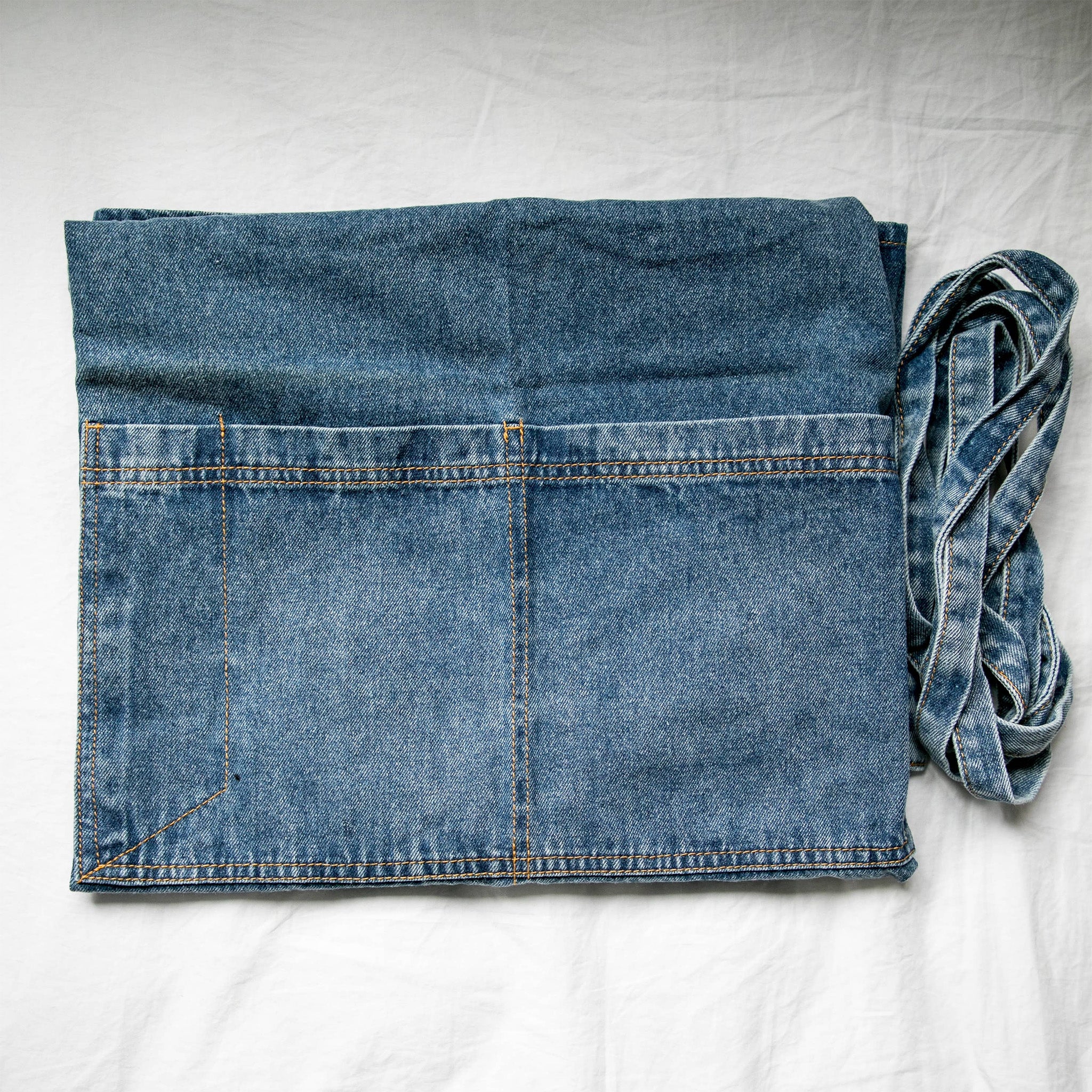 dark blue denim apron