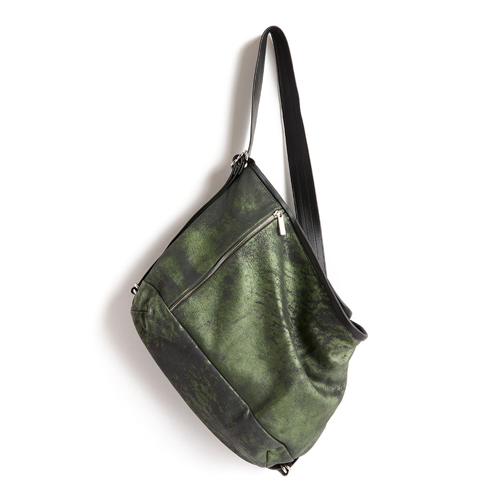 large boho vertical zip in brushed tarragon