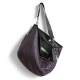 quilted pashi purple + antique silver | boho dz size large in quilted pashi purple showcasing interior petrol lining and zippered pocket
