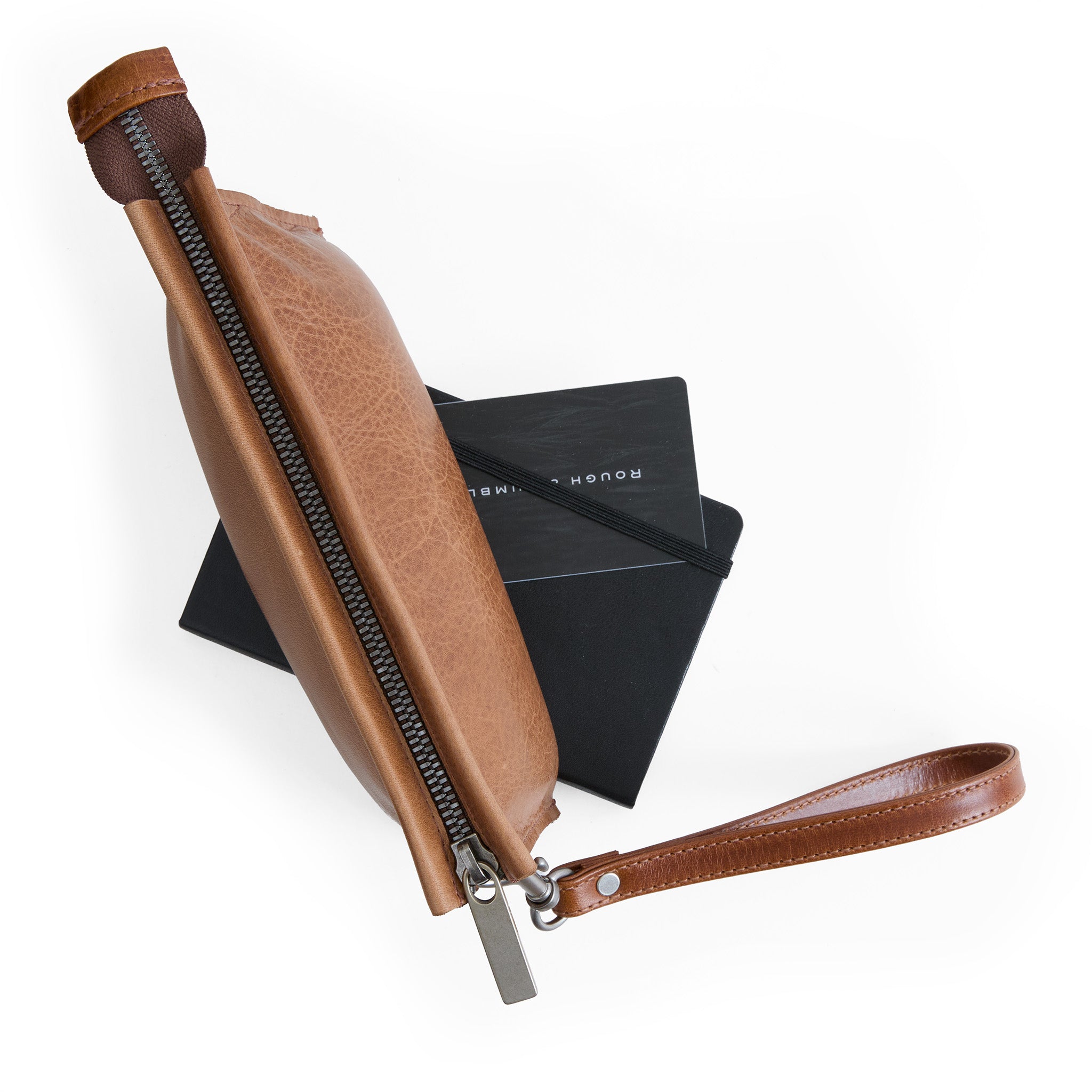 EDC wristlet wallet in premium saddle
