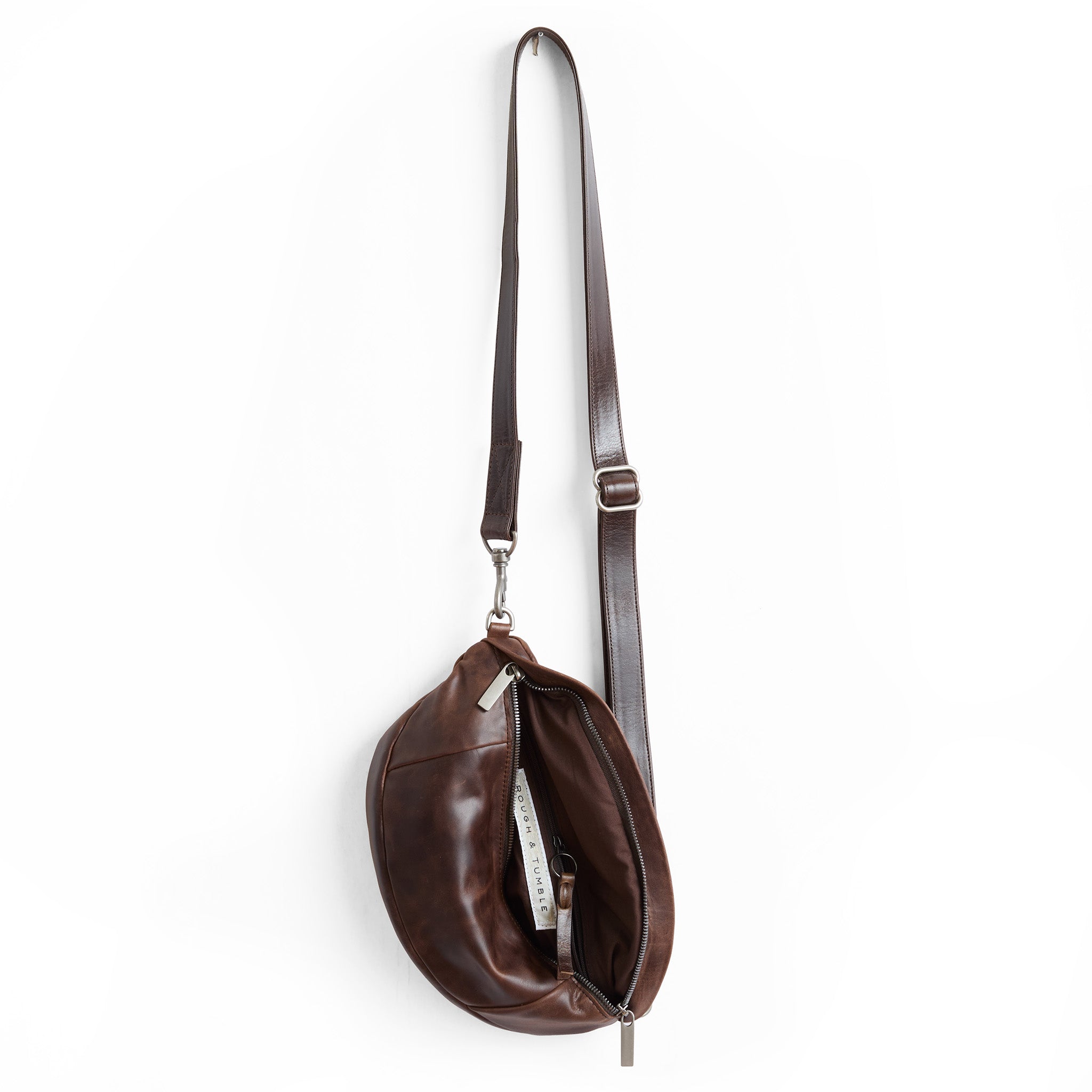 small lissa in bourbon, showcasing interior cocoa lining