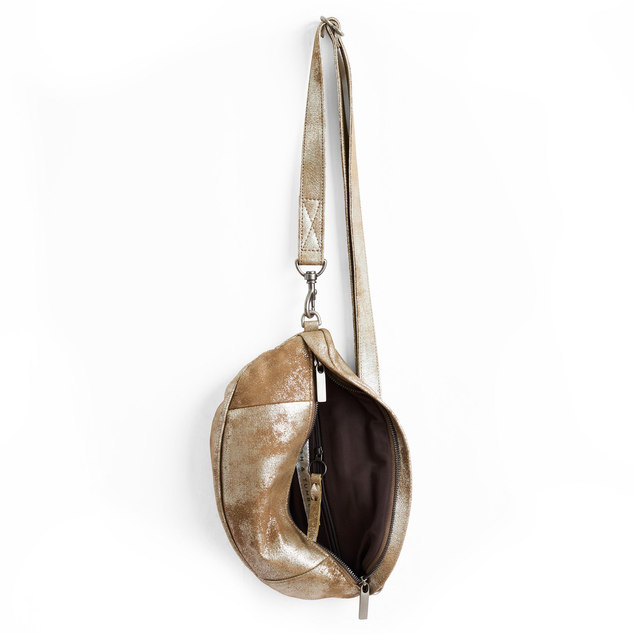 small lissa in double gilded mink, showcasing cocoa lining