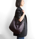 quilted pashi purple + black large | boho e+w DZ size large in quilted pashi purple being modeled